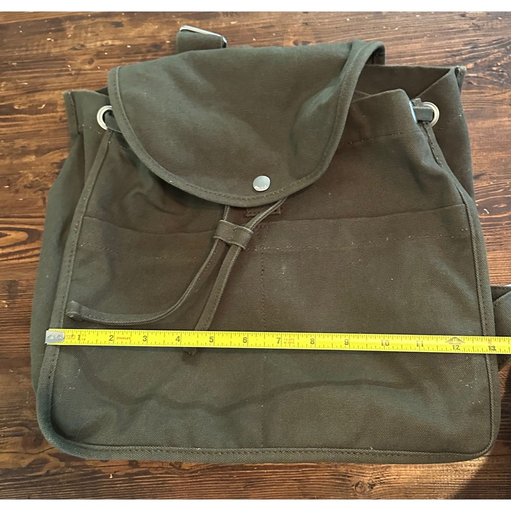 BAGGU Drawstring 100%‎ Recycled Cotton Green Canvas Backpack Hike School Travel - Picture 7 of 9